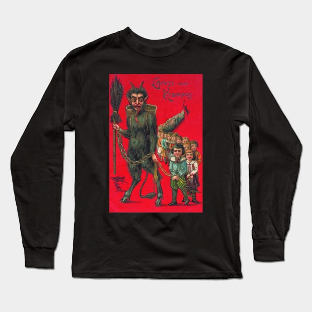 Krampus Christmas Long Sleeve T-Shirt by RetroSalt